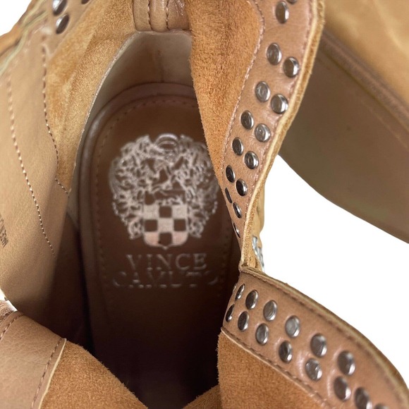 Vince Camuto Womens VC-Kemelly Peep Toe Ankle Booties Brown Womens Size 6.5 M - Picture 11 of 12